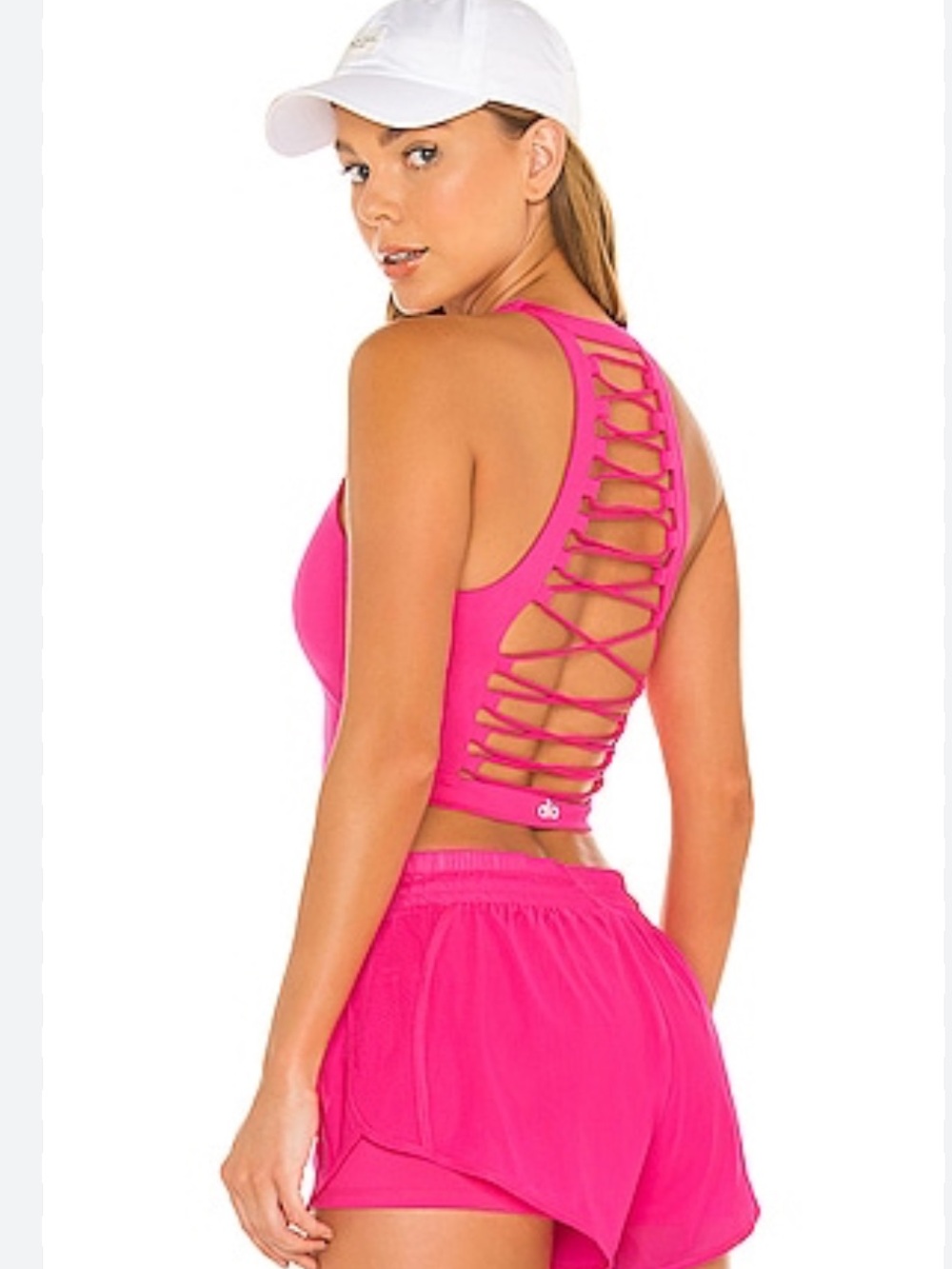 Alo yoga Neon Pink Strappy Back Sports Bra